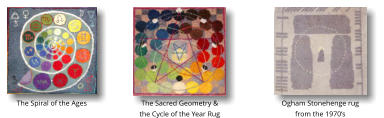 The Spiral of the Ages The Sacred Geometry &  the Cycle of the Year Rug Ogham Stonehenge rug from the 1970’s
